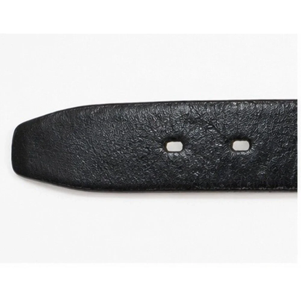Fossil Genuine Leather Black Belt Mens Size 40 Wide Silver Buckle Western Casual
